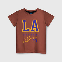 Футболка хлопковая детская Lebron 23: Los Angeles, цвет: кирпичный
