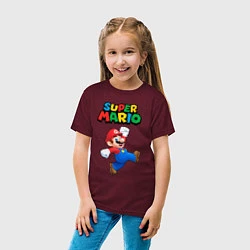 Футболка хлопковая детская Super Mario, цвет: меланж-бордовый — фото 2