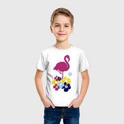 Футболка хлопковая детская Фиолетовый фламинго, цвет: белый — фото 2