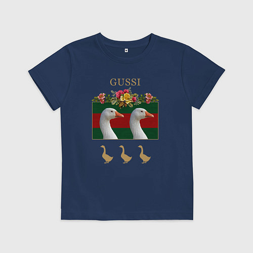 Детская футболка GUSSI: Flowers Style / Тёмно-синий – фото 1