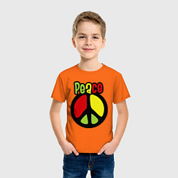 Футболка хлопковая детская Peace tricolor цвета оранжевый — фото 2
