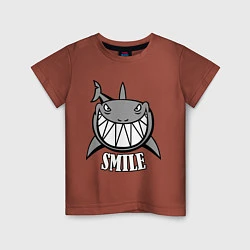 Футболка хлопковая детская Shark Smile, цвет: кирпичный