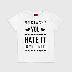 Футболка хлопковая детская Mustache - hate or love, цвет: белый
