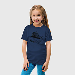 Футболка хлопковая детская Whale forest, цвет: тёмно-синий — фото 2