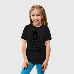 Футболка хлопковая детская Keep Calm & Play Hockey, цвет: черный — фото 2