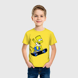 Футболка хлопковая детская Барт на скейте, цвет: желтый — фото 2
