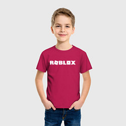 Футболка хлопковая детская Roblox Logo, цвет: маджента — фото 2