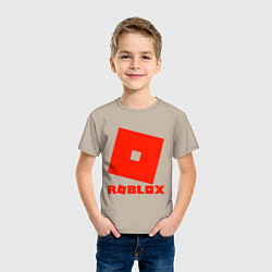 Футболка хлопковая детская Roblox Logo, цвет: миндальный — фото 2