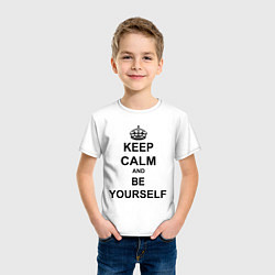 Футболка хлопковая детская Keep Calm & Be Yourself, цвет: белый — фото 2