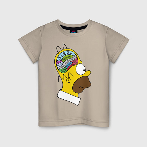 Детская футболка Мозг Гомера / Миндальный – фото 1