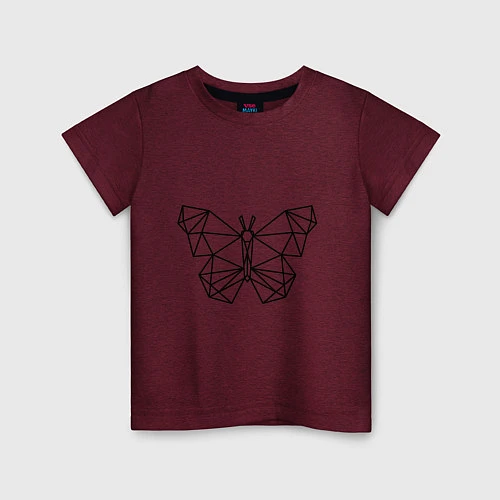 Детская футболка Полигональная бабочка / Меланж-бордовый – фото 1