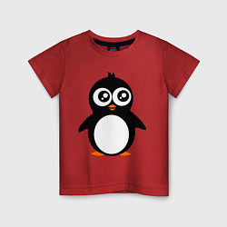 Футболка хлопковая детская Милый пингвин, цвет: красный