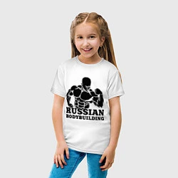 Футболка хлопковая детская Russian bodybuilding, цвет: белый — фото 2