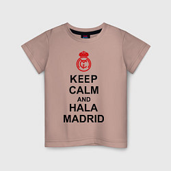 Футболка хлопковая детская Keep Calm & Hala Madrid, цвет: пыльно-розовый