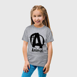 Футболка хлопковая детская Animal Logo, цвет: меланж — фото 2