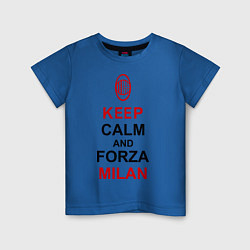 Футболка хлопковая детская Keep Calm & Forza Milan, цвет: синий