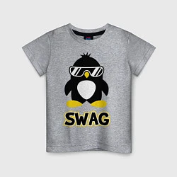 Футболка хлопковая детская SWAG Penguin, цвет: меланж