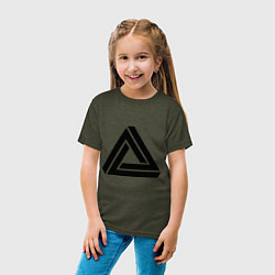 Футболка хлопковая детская Triangle Visual Illusion цвета меланж-хаки — фото 2