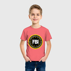 Футболка хлопковая детская FBI Departament, цвет: коралловый — фото 2