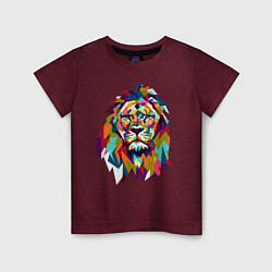 Футболка хлопковая детская Lion Art, цвет: меланж-бордовый