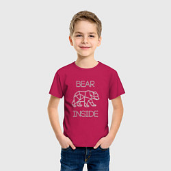 Футболка хлопковая детская Bear Inside, цвет: маджента — фото 2
