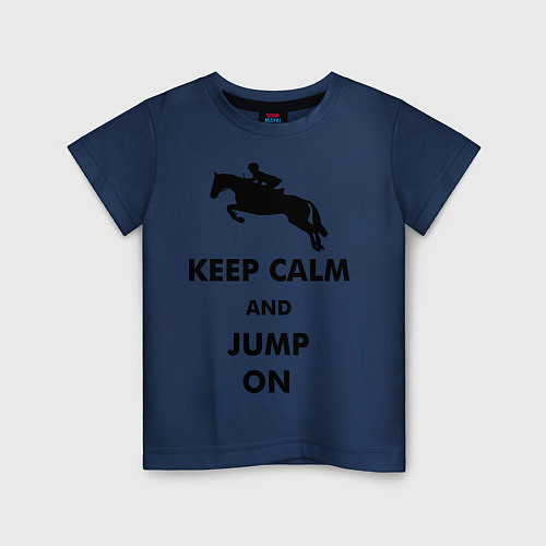 Детская футболка Keep Calm & Jump On / Тёмно-синий – фото 1