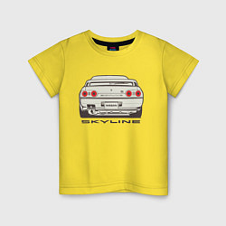 Футболка хлопковая детская Nissan Skyline R32, цвет: желтый