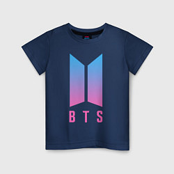 Футболка хлопковая детская BTS: Neon V, цвет: тёмно-синий