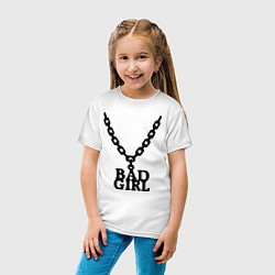 Футболка хлопковая детская Bad girl chain, цвет: белый — фото 2
