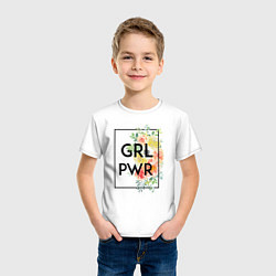 Футболка хлопковая детская GRL PWR, цвет: белый — фото 2