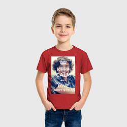 Футболка хлопковая детская Keep Calm & Love Harry Styles, цвет: красный — фото 2