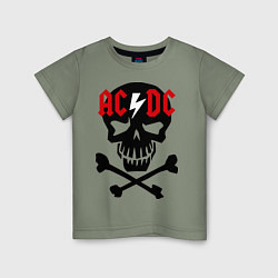Футболка хлопковая детская AC/DC Skull, цвет: авокадо
