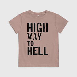 Футболка хлопковая детская High way to hell, цвет: пыльно-розовый