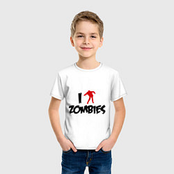 Футболка хлопковая детская I love Zombies (Я люблю зомби), цвет: белый — фото 2