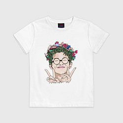 Футболка хлопковая детская BTS, цвет: белый