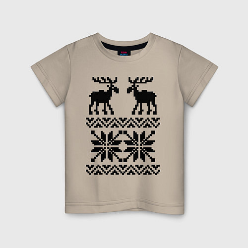 Детская футболка Узор с оленями / Миндальный – фото 1