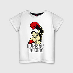 Футболка хлопковая детская Russian boxing, цвет: белый