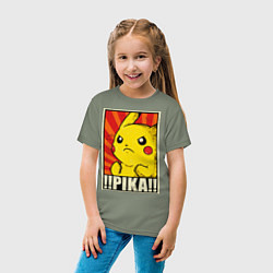 Футболка хлопковая детская Pikachu: Pika Pika, цвет: авокадо — фото 2