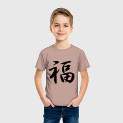 Футболка хлопковая детская Иероглиф удача, цвет: пыльно-розовый — фото 2