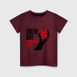 Футболка хлопковая детская Green Day: American idiot, цвет: меланж-бордовый