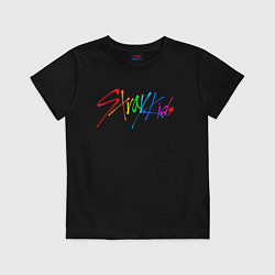 Футболка хлопковая детская STRAY KIDS АВТОГРАФЫ, цвет: черный