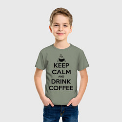 Футболка хлопковая детская Keep Calm & Drink Coffee, цвет: авокадо — фото 2