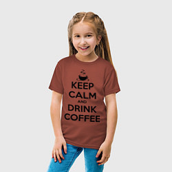 Футболка хлопковая детская Keep Calm & Drink Coffee, цвет: кирпичный — фото 2