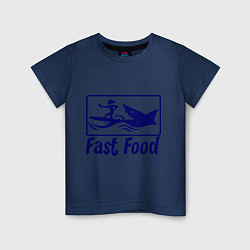 Футболка хлопковая детская Shark fast food, цвет: тёмно-синий