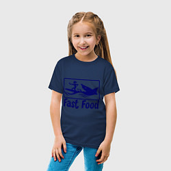 Футболка хлопковая детская Shark fast food, цвет: тёмно-синий — фото 2