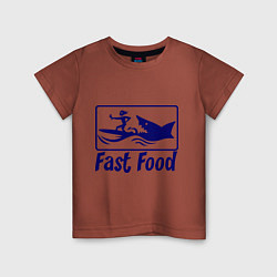 Футболка хлопковая детская Shark fast food, цвет: кирпичный