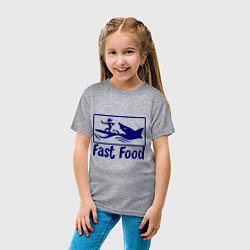 Футболка хлопковая детская Shark fast food, цвет: меланж — фото 2