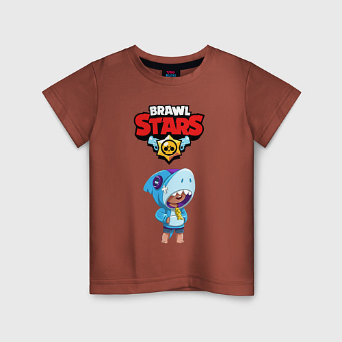 Детская футболка BRAWL STARS LEON SHARK / Кирпичный – фото 1