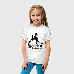 Футболка хлопковая детская Russia: Hockey Champion, цвет: белый — фото 2