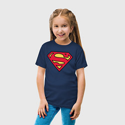 Футболка хлопковая детская Superman logo, цвет: тёмно-синий — фото 2